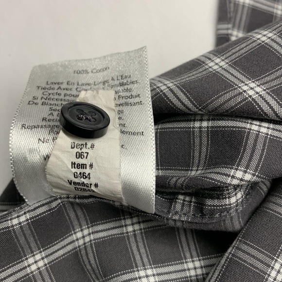 Eddie Bauer Wrinkle Resistant Long Sleeve Button Shirt Grey/White Plaid Large - Picture 7 of 11